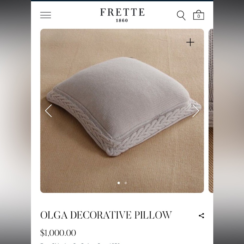 Frette 100% cashmere decorative pillow baby pink 13”x12”